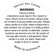 Soy Candle Warning Label Sticker