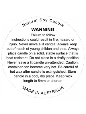 Soy Candle Warning Label Sticker