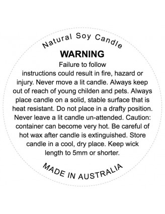 Soy Candle Warning Label Sticker