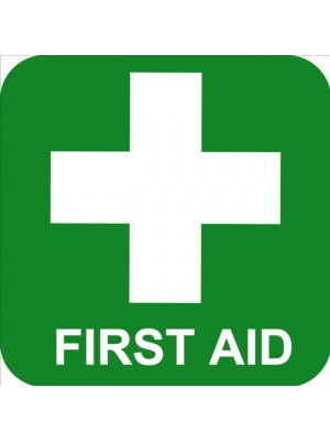 First Aid Sign Green Square Sticker