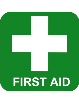 First Aid Sign Green Square Sticker