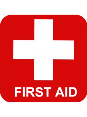 First Aid Sign Red Square Sticker