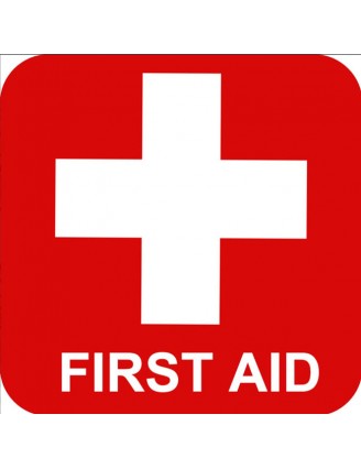 First Aid Sign Red Square Sticker