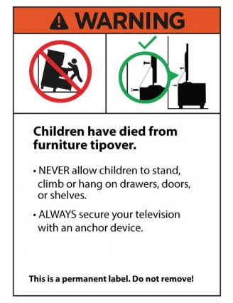 Furniture Topple Warning stickers Category 2 - 70x95mm