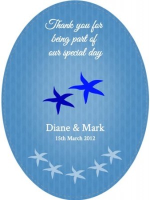 Blue Starfish Oval Wine Label