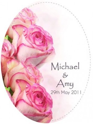 Wedding Rose Oval Wine Label
