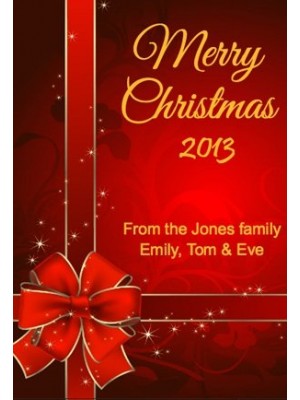 Red Christmas Present Wine Label